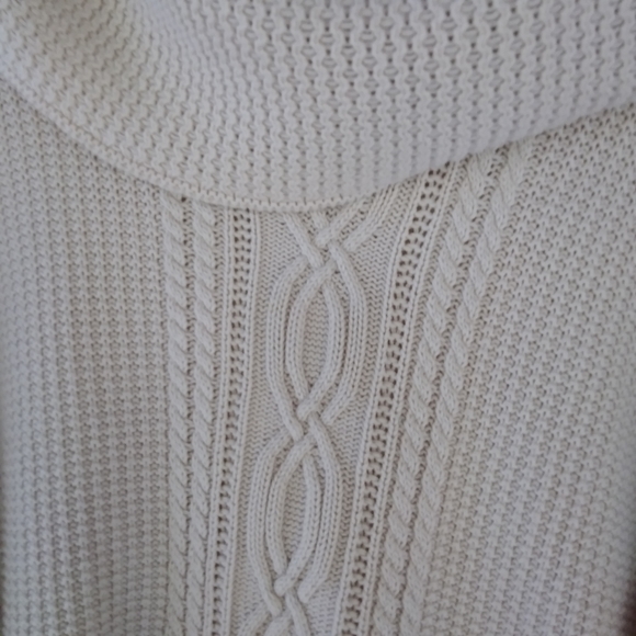 Jeanne Pierre Cream Cable Knit Cowl Neck Sweater Size Large - Picture 2 of 4